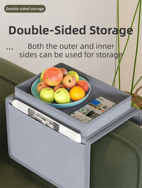 Beige Foldable Sofa Armrest Organizer With 3 - Zones - 20kg Load Capacity, Thickended Oxford Cloth Storage Bag for Dorms, Cars & Living Rooms - RnR Galore