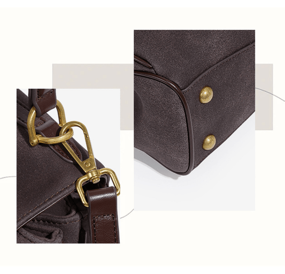 Beige Women's Vintage Suede Satchel Bag - Elegant Top Handle Purse with Gold Lock - RnR Galore