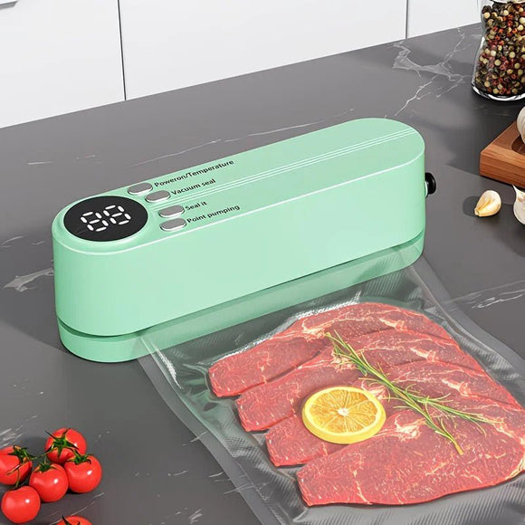 beige.USB Rechargeable Portable Vacuum Sealer, includes sealing bags and a rapid vacuum pump. Space - saving design, suitable for vacuum packing snacks, meat, fruits, and vegetables for food preservation. - RnR Galore