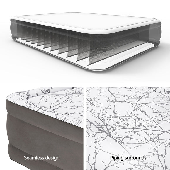 Bestway Air Mattress Queen Inflatable Bed 46cm Airbed Decorated Surface Grey - RnR Galore