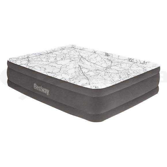 Bestway Air Mattress Queen Inflatable Bed 46cm Airbed Decorated Surface Grey - RnR Galore