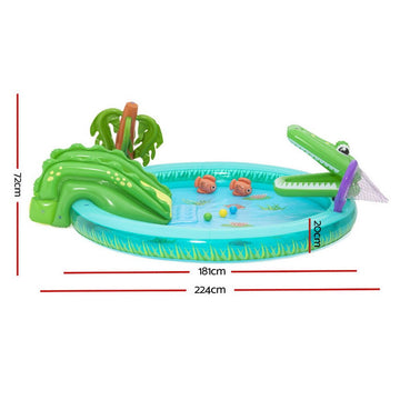 Bestway Kids Inflatable Splash Play Pool with Slide Ball Crocodile Fishing Net - RnR Galore