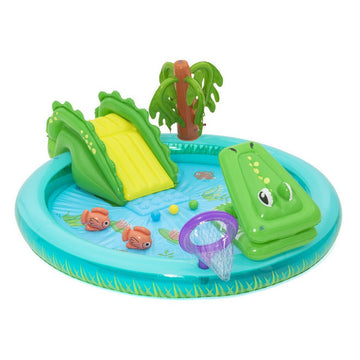 Bestway Kids Inflatable Splash Play Pool with Slide Ball Crocodile Fishing Net - RnR Galore