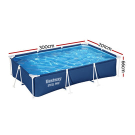 Bestway Swimming Pool 300x201x66cm Steel Frame Above Ground Pools 3300L - RnR Galore