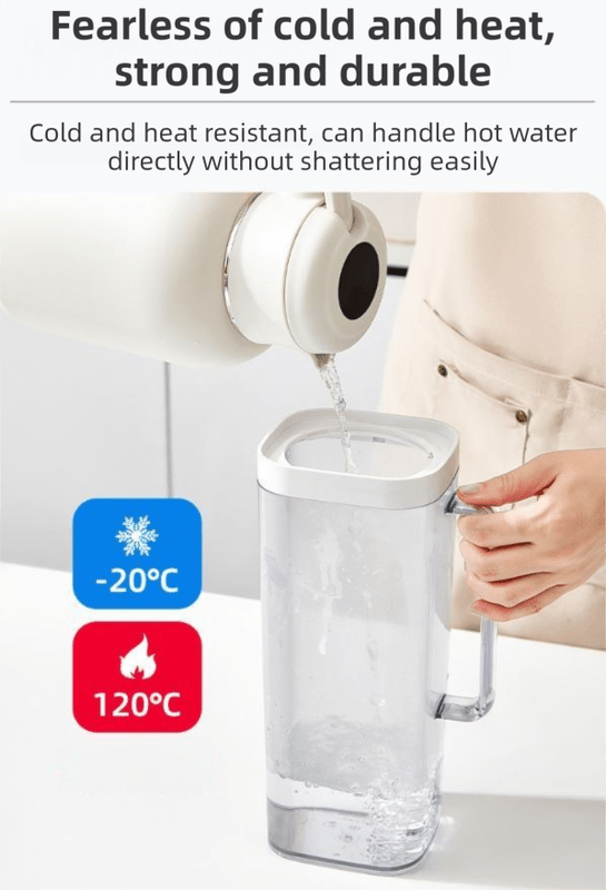 Black 2000ML Leak - Proof Flip - Top Cool Water Pitcher for Refrige Door - Cold/Heat - Resistant Stylish Iced Tea Fruit Infuser Kettle - RnR Galore