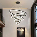 Black 3 Rings Minimalist LED Pendant Light Adjustable Circular Chandelier - RnR Galore