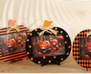 Black and Orange Polka Dot Pattern Festive Pumpkin Photo Frame - Rustic Halloween Tabletop Picture Holder - RnR Galore
