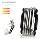 Black and Silver 16 in 1 Bicycle Repair Multi Tool - Compact Folding Bike Tool Kit with Chain Breaker for MTB Road Cycling - RnR Galore
