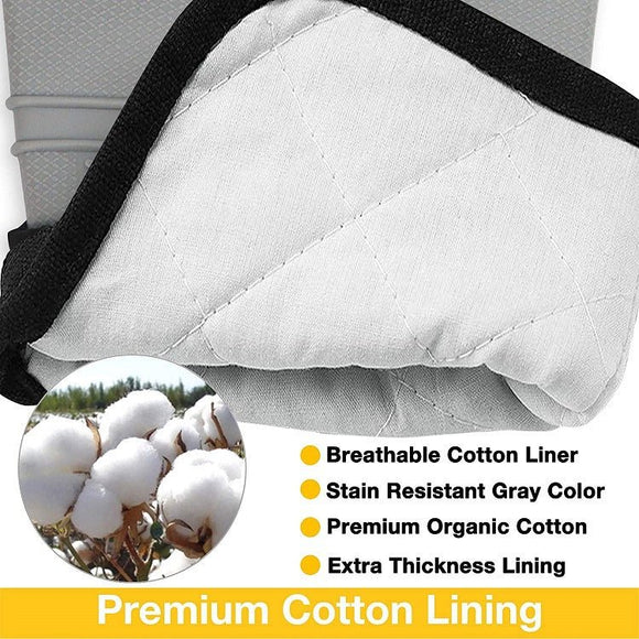Black BPA - Free Non - Slip Silicone Oven Mitts - Heat Resistant Gloves with Honeycomb Pattern for Kitchen Safety - RnR Galore