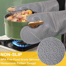 Black BPA - Free Non - Slip Silicone Oven Mitts - Heat Resistant Gloves with Honeycomb Pattern for Kitchen Safety - RnR Galore