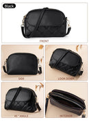 Black Chic Quilted Crossbody Bag - Multi - Compartment PU Leather Shoulder Purse - RnR Galore