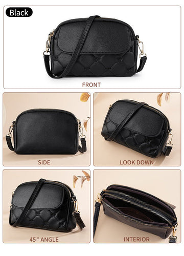 Black Chic Quilted Crossbody Bag - Multi - Compartment PU Leather Shoulder Purse - RnR Galore