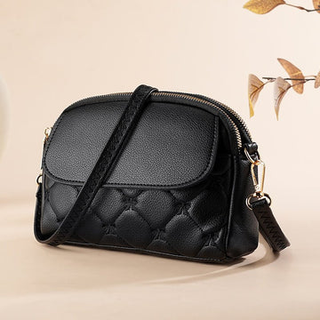 Black Chic Quilted Crossbody Bag - Multi - Compartment PU Leather Shoulder Purse - RnR Galore