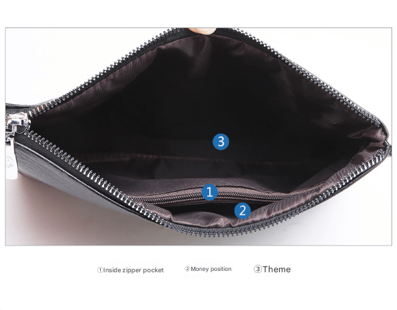Black Classic Men's PU Leather Clutch Bag - Slim Business Wristlet & Travel Pouch - RnR Galore