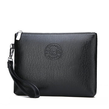 Black Classic Men's PU Leather Clutch Bag - Slim Business Wristlet & Travel Pouch - RnR Galore