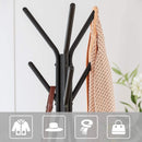 Black Coat Rack Stand Industrial Style 2 Shelves Clothes - RnR Galore