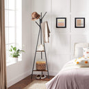 Black Coat Rack Stand Industrial Style 2 Shelves Clothes - RnR Galore