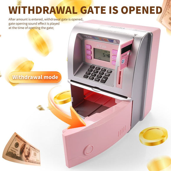 Black Digital ATM Savings Bank for Kids - Electronic Piggy Bank with PIN & Card for Real Money - RnR Galore