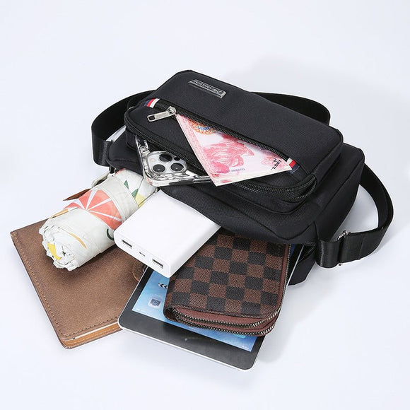 Black Dual - Style Men's Oxford Cloth Crossbody Bag Bundle - Oxford Cloth Business Shoulder Bag, Multi - Functional Large Capacity, Fits 8 - inch Tablet - RnR Galore