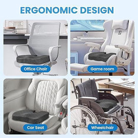 Black Ergonomic Memory Foam U - Shaped Seat Cushion - Breathable Orthopedic Pressure Relief Pillow with ZIpper Cover & Handle (45 x 36 CM) - RnR Galore