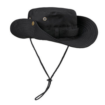 Black Foldable Wide Brim Sun Hat Unisex Bucket Safari Cap Adjustable 56 - 60cm for Fishing Hiking Camping and Outdoor Travel - RnR Galore