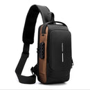 Black Gold Modern Anti - Theft Sling Bag for Men - Crossbody Backpack with USB Port & Combination Lock - RnR Galore