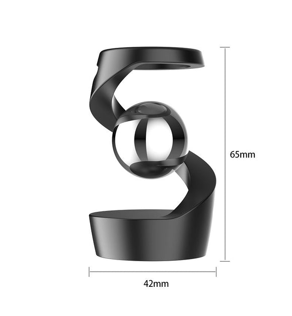 Black gyroscope and silver beads Kinetic Levitating Desk Toy - Silent Spinning Floating Gyroscope for Stress Relief & Office Decor - RnR Galore