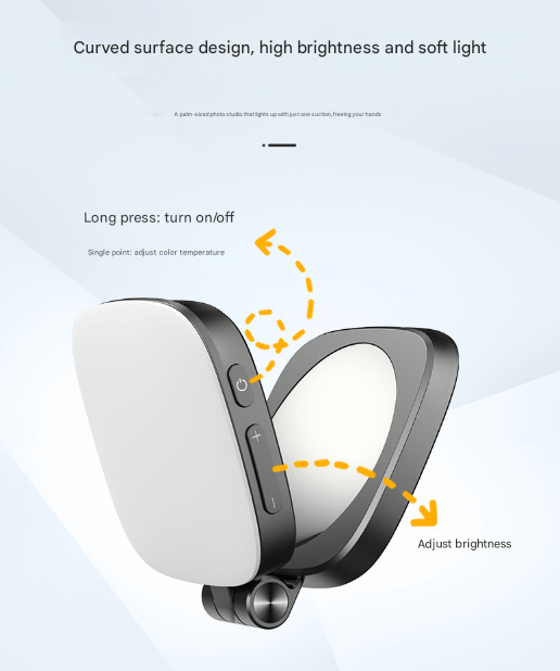 Black Magnetic Foldable Selfie Light with Mirror - Rechargeable LED Fill Light for iPhone & Android Vlogging(Mobile phone is a shooting prop and is not included) - RnR Galore