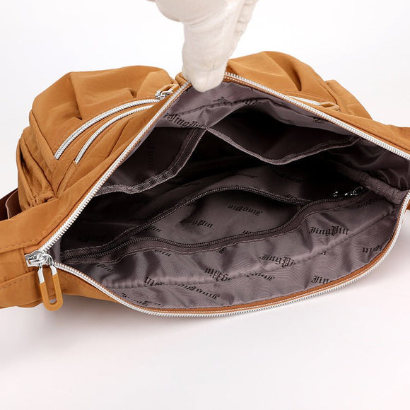 Black Multi - Pocket Lightweight Nylon Crossbody Bag – Stylish, Functional, and Spacious Shoulder Bag for Women - RnR Galore
