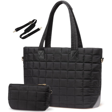 Black New Large Capacity Tote Bag - Fashionable Quilted Women's Shoulder Bag and Laptop Bag - RnR Galore