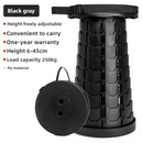 Black Portable Outdoor Telescopic Folding Stool with 100 Weight - Bearing Buckles, Lightweight and Compact Design, Perfect for Fishing, Camping, and Travel - RnR Galore