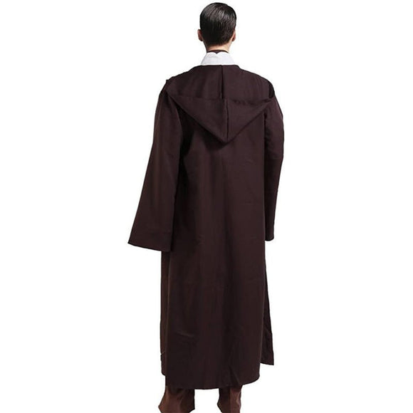 Black Shadow Wanderer Hooded Cape - Premium Velvet Robe for Jedi, Wizard & Medieval Cosplay - RnR Galore