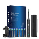 Black Sonic Rechargeable Electric Toothbrush with 8 Heads & Travel Case - 5 Brushing Modes & Smart Timer(USB) - RnR Galore