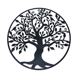 Black Tree of Life Wall Art Hanging Metal Iron Sculpture Garden 60cm - RnR Galore