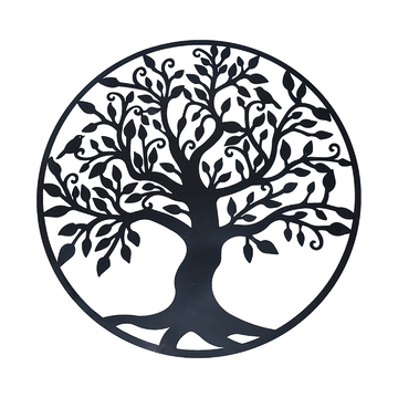 Black Tree of Life Wall Art Hanging Metal Iron Sculpture Garden 60cm - RnR Galore