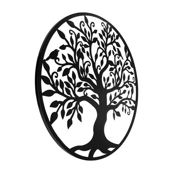 Black Tree of Life Wall Art Hanging Metal Iron Sculpture Garden 99cm - RnR Galore