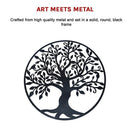 Black Tree of Life Wall Art Hanging Metal Iron Sculpture Garden 99cm - RnR Galore