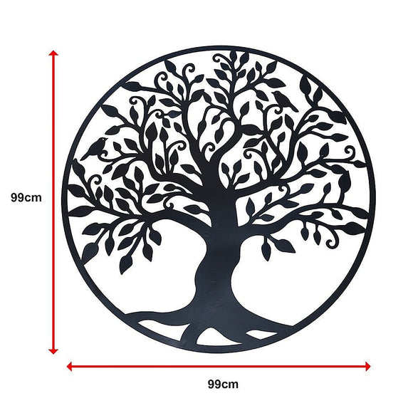 Black Tree of Life Wall Art Hanging Metal Iron Sculpture Garden 99cm - RnR Galore