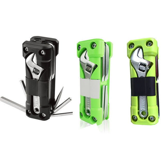 Black Versatile 16 - in - 1 Bike & Motorcycle Multi - Tool - Portable Repair Kit with Adjustable Wrench - RnR Galore