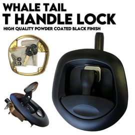 Black Whale Tail T Handle Lock Latch/Compression Lock Trailer Ute Toolbox - RnR Galore