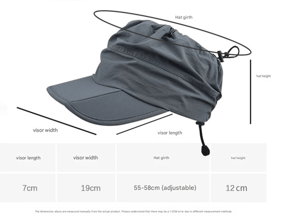 Black Women's Foldable Sun Visor Cap Quick Dry Packable Empty Top Hat Adjustable Drawstring for Running Hiking and Summer Travel - RnR Galore