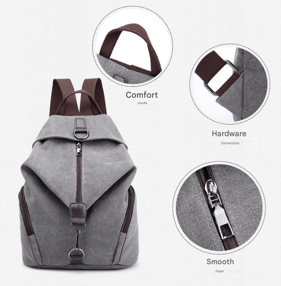 Black Women's Vintage Canvas Backpack Casual Daypack Retro College School Bag Large Capacity Rucksack for Travel Work & Daily Use - RnR Galore