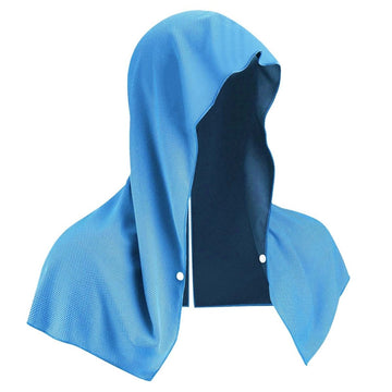 Blue 5 - Pack Instant Cooling Towel Set - UPF Sun Protection Hooded Ice Towels for Sports & Outdoor Activities - RnR Galore