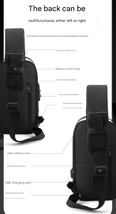 Blue and Brown Men's Anti - Theft Crossbody Sling Bag with USB Charging Port & Combination Lock - RnR Galore