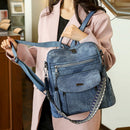 Blue Chic Women's PU Leather Convertible Backpack - Anti - Theft Design, Multi - Pocket Shoulder Bag with Tassel - RnR Galore