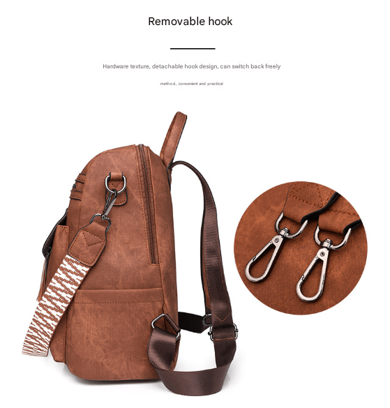 Blue Chic Women's PU Leather Convertible Backpack - Anti - Theft Design, Multi - Pocket Shoulder Bag with Tassel - RnR Galore