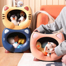 Blue Cute Cat - Themed Stackable Storage Bin - Multi - purpose Pet Bed & Toy Organizer - RnR Galore