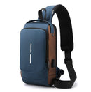 Blue Modern Anti - Theft Sling Bag for Men - Crossbody Backpack with USB Port & Combination Lock - RnR Galore