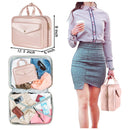 Blue Portable Large Hanging Womens' Luxury PU Leather Cosmetic Bag - Waterproof Travel Toiletry Organizer , Easy Visibility & Durable - RnR Galore