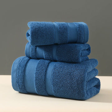 Blue Premium 3 - Piece 100% Cotton Towel Set - Ultra Soft, Absorbent & Quick - Dry for Bathroom - RnR Galore